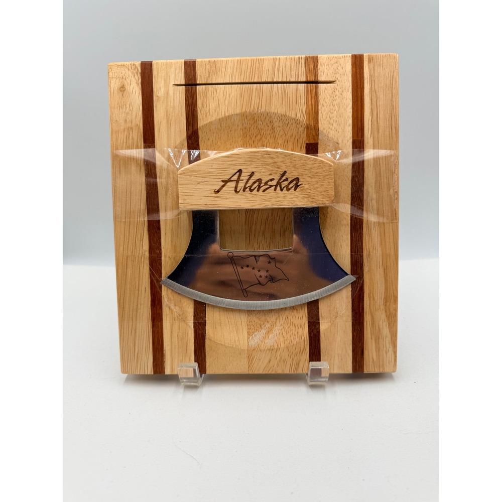 Alaska Ulu Knife and Cutting Board Set Striped Wood New